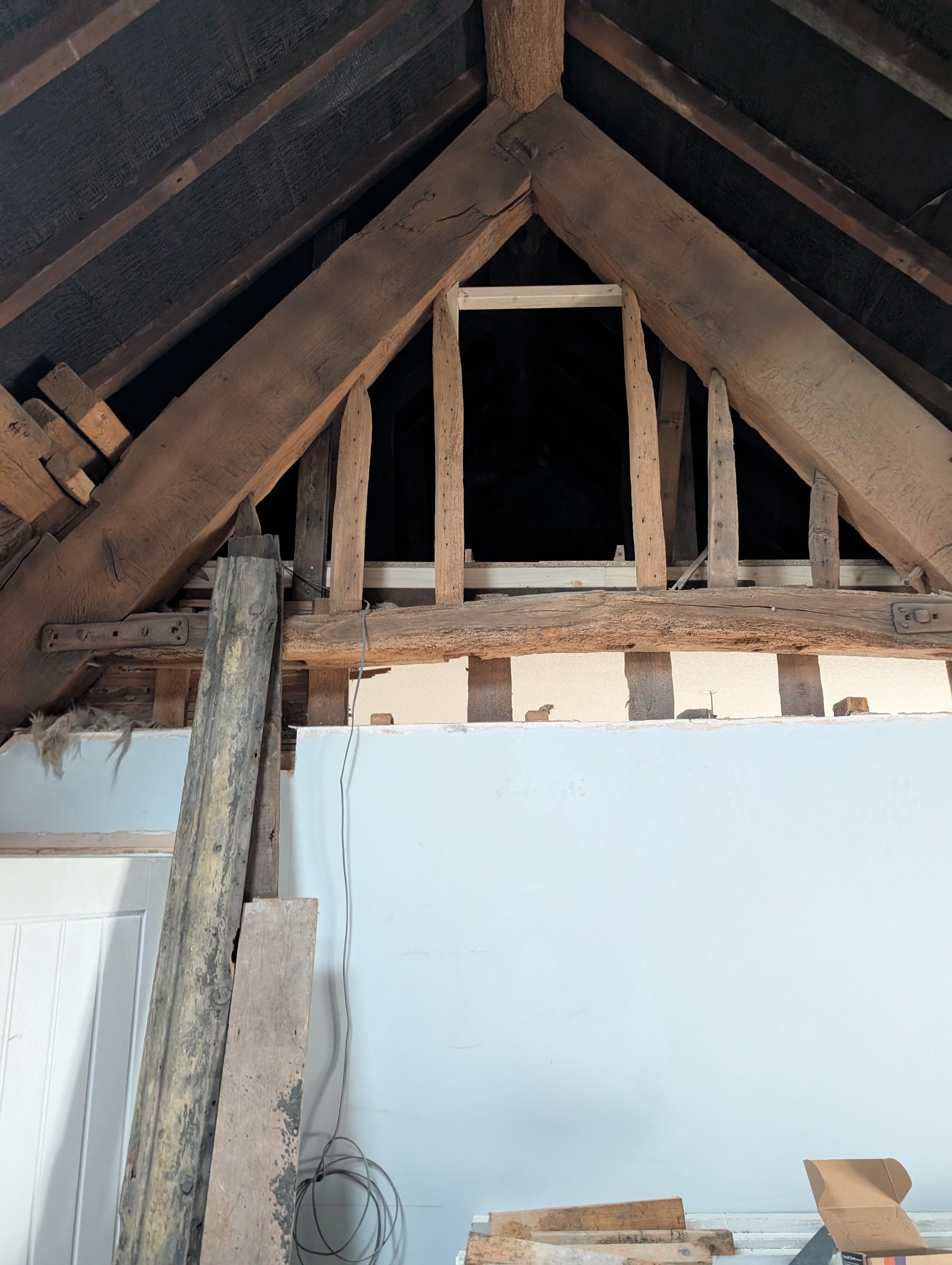 Original roof timbers exposed during a loft renovation